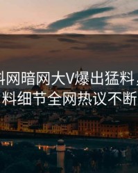 昨晚爆料网暗网大V爆出猛料，出乎意料细节全网热议不断