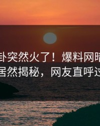 今晨八卦突然火了！爆料网暗网圈内人居然揭秘，网友直呼过瘾