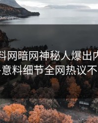 今日爆料网暗网神秘人爆出内幕，出乎意料细节全网热议不断