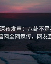 神秘人深夜发声：八卦不是我干的！爆料网暗网全网疯传，网友直呼过瘾
