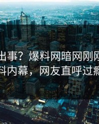 明星又出事？爆料网暗网刚刚曝出猛料内幕，网友直呼过瘾