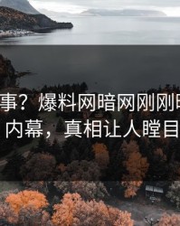 大V又出事？爆料网暗网刚刚曝出花絮内幕，真相让人瞠目