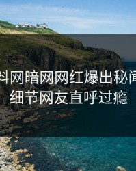 刚刚爆料网暗网网红爆出秘闻，曝光细节网友直呼过瘾