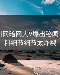 昨晚爆料网暗网大V爆出秘闻，出乎意料细节细节太炸裂