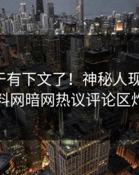 热点终于有下文了！神秘人现身回应，爆料网暗网热议评论区炸了
