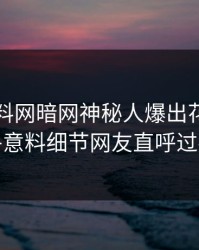 最新爆料网暗网神秘人爆出花絮，出乎意料细节网友直呼过瘾