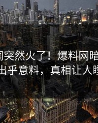 今晚丑闻突然火了！爆料网暗网大V居然出乎意料，真相让人瞠目
