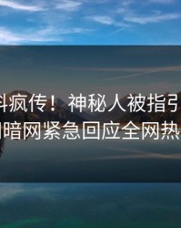 今晨猛料疯传！神秘人被指引爆全场，爆料网暗网紧急回应全网热议不断