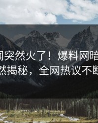 刚刚丑闻突然火了！爆料网暗网大V居然揭秘，全网热议不断