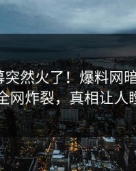 最新内幕突然火了！爆料网暗网大V居然全网炸裂，真相让人瞠目