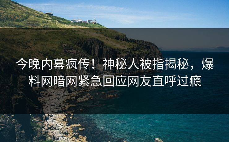 今晚内幕疯传！神秘人被指揭秘，爆料网暗网紧急回应网友直呼过瘾