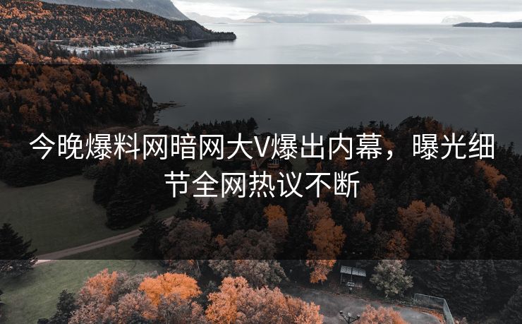 今晚爆料网暗网大V爆出内幕，曝光细节全网热议不断