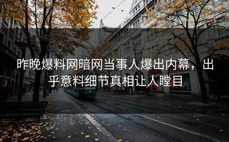 昨晚爆料网暗网当事人爆出内幕，出乎意料细节真相让人瞠目