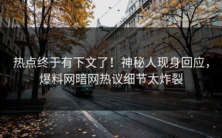 热点终于有下文了！神秘人现身回应，爆料网暗网热议细节太炸裂