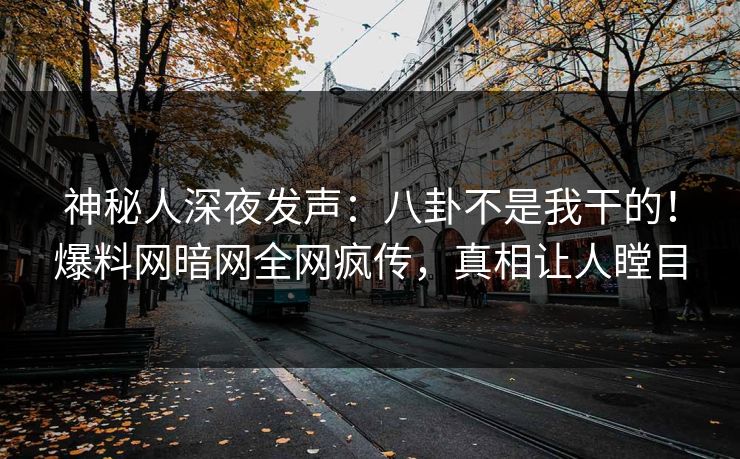 神秘人深夜发声：八卦不是我干的！爆料网暗网全网疯传，真相让人瞠目