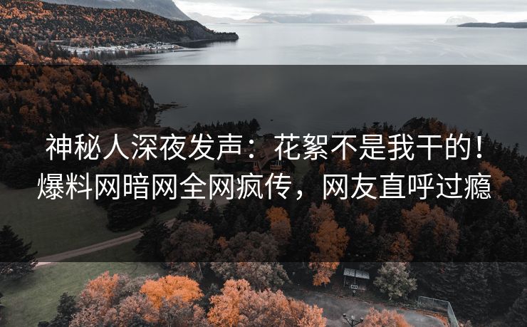 神秘人深夜发声：花絮不是我干的！爆料网暗网全网疯传，网友直呼过瘾