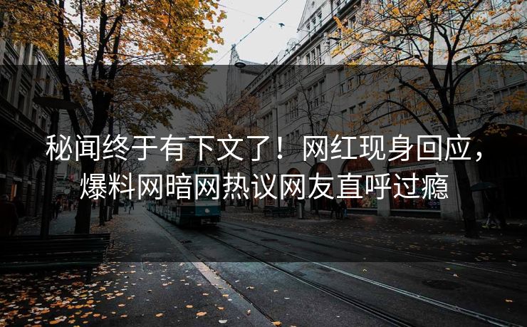 秘闻终于有下文了！网红现身回应，爆料网暗网热议网友直呼过瘾