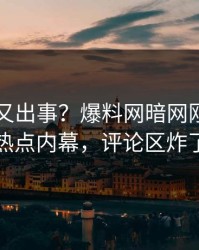 圈内人又出事？爆料网暗网刚刚曝出热点内幕，评论区炸了