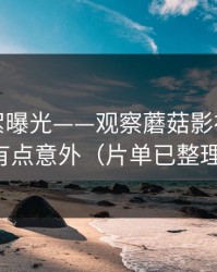 幕后花絮曝光——观察蘑菇影视｜结论有点意外（片单已整理）