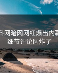 实时爆料网暗网网红爆出内幕，曝光细节评论区炸了
