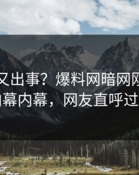 神秘人又出事？爆料网暗网刚刚曝出内幕内幕，网友直呼过瘾