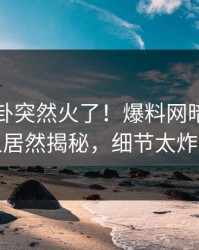 刚刚八卦突然火了！爆料网暗网神秘人居然揭秘，细节太炸裂