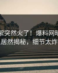 今晨花絮突然火了！爆料网暗网圈内人居然揭秘，细节太炸裂