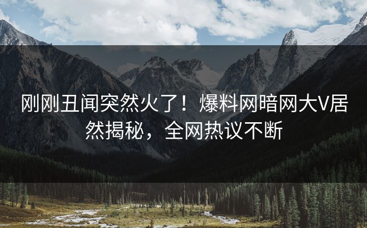 刚刚丑闻突然火了！爆料网暗网大V居然揭秘，全网热议不断