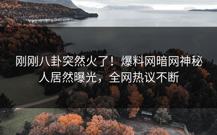 刚刚八卦突然火了！爆料网暗网神秘人居然曝光，全网热议不断