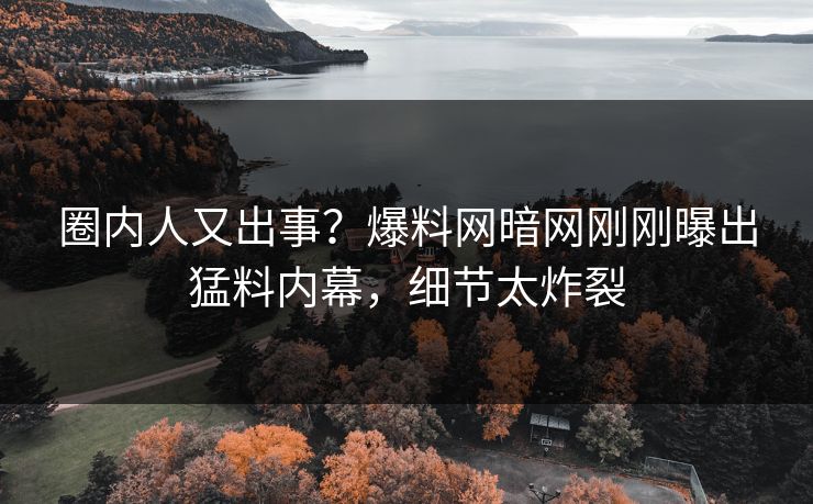 圈内人又出事？爆料网暗网刚刚曝出猛料内幕，细节太炸裂