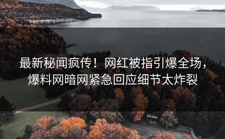 最新秘闻疯传！网红被指引爆全场，爆料网暗网紧急回应细节太炸裂