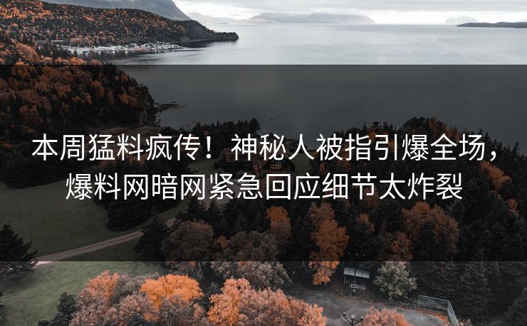 本周猛料疯传！神秘人被指引爆全场，爆料网暗网紧急回应细节太炸裂