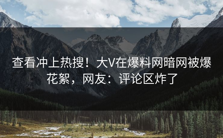 查看冲上热搜！大V在爆料网暗网被爆花絮，网友：评论区炸了