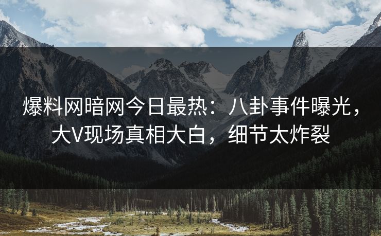 爆料网暗网今日最热：八卦事件曝光，大V现场真相大白，细节太炸裂
